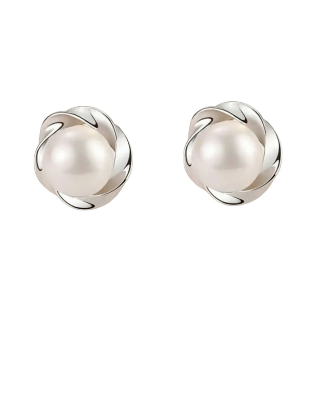 NEW Silver Stud Earrings with Faux Pearls